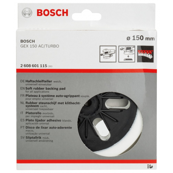Bosch Plateau de ponçage pour ponceuse excentrique ø150mm (Soft) GEX150, (2608601115)