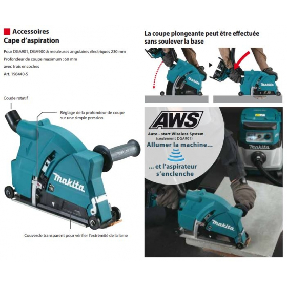 Makita 198440-5 Carter ø230mm d'aspiration pour meuleuse (60mm)
