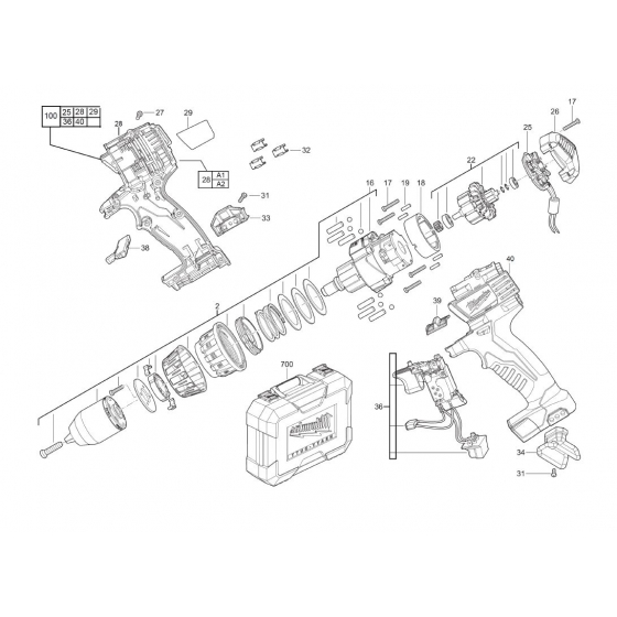 Milwaukee 4931448746 Carter + Interrupteur 