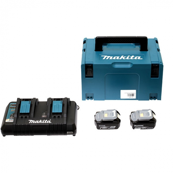 Makita Pack Énergie 18V Li-Ion 6.0Ah (2 batteries BL1860B + 1 chargeur double DC18RD) avec coffret MAK-PAC (198077-8)