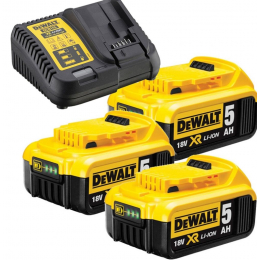 Dewalt DCB115P3-QW Pack de 3 Batteries 18V 5.0Ah XR Li-ion + Chargeur DCB115