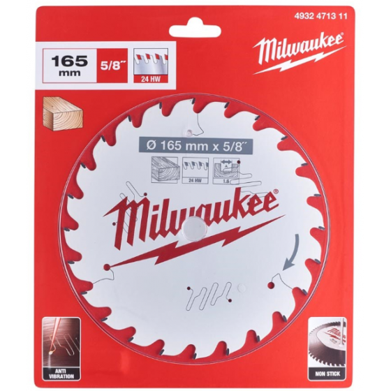 Milwaukee Lame de scie circulaire Bois Ø165x16x24Dts ATB (4932471311) Milwaukee Lame de scie circulaire Bois Ø165x16x24Dts ATB (4932471311)