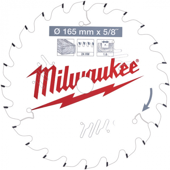 Milwaukee Lame de scie circulaire Bois Ø165x16x24Dts ATB (4932471311)
