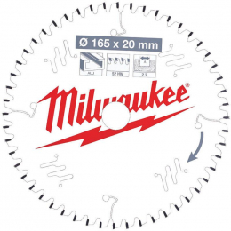 Milwaukee Lame de scie circulaire Alu Ø165x20x52Dts TF (4932471296)