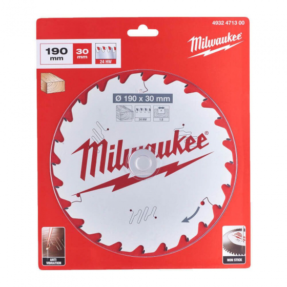Milwaukee Lame de scie circulaire Bois Ø190x30x24Dts ATB (4932471300) Milwaukee Lame de scie circulaire Bois Ø190x30x24Dts ATB (4932471300)