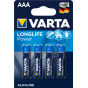 Varta 4x Piles Alcaline AAA LR03 Longlife Power (4903)