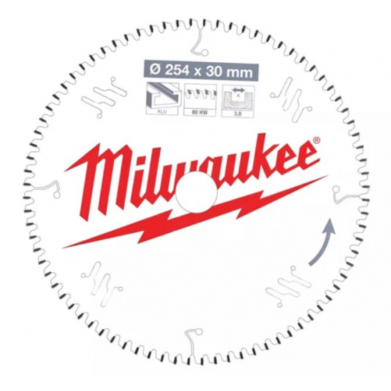 Milwaukee Lame de scie circulaire Alu Ø254x30x80Dts (4932471318)