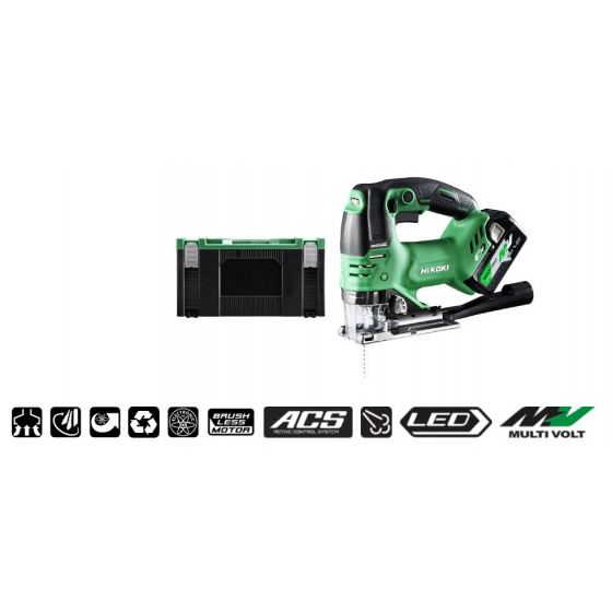 Hikoki CJ36DA WRZ Scie sauteuse pendulaire 160mm MultiVolt 36V Brushless 2x2.5Ah + 1 Batterie BSL3618 Offerte Hikoki CJ36DA WRZ Scie sauteuse pendulaire 160mm MultiVolt 36V Brushless 2x2.5Ah + 1 Batterie BSL3618 Offerte