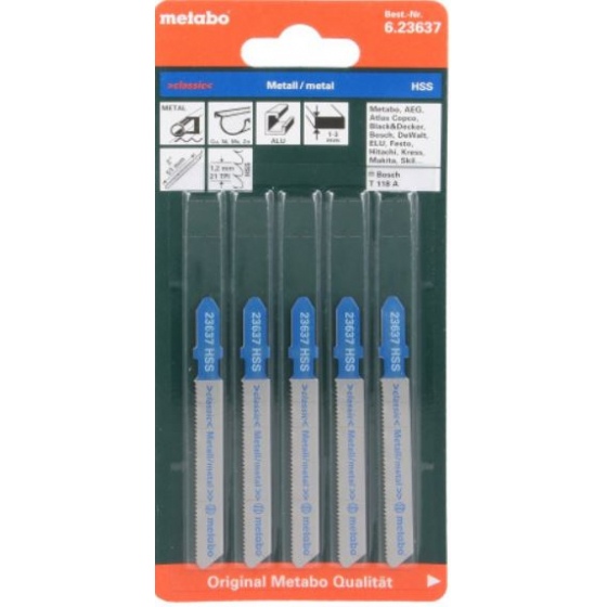 Metabo Lot de 5 lames de scie sauteuse 74mm pour le métal (623637000)