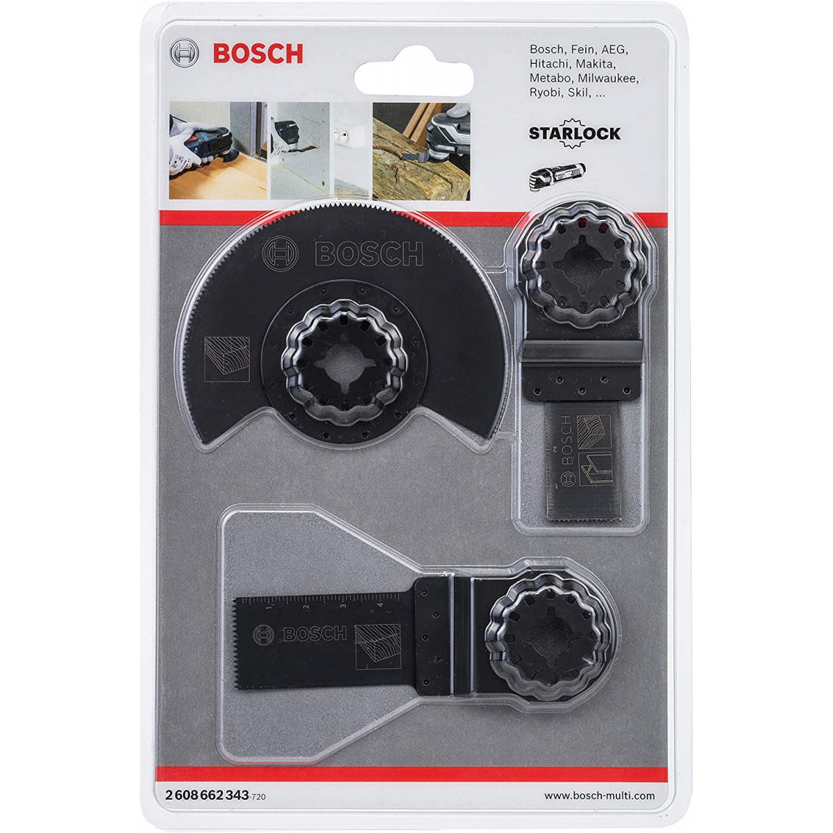 Bosch Set de 4 Lames menuiserie pour outil multifonction STARLOCK  (2608661696)