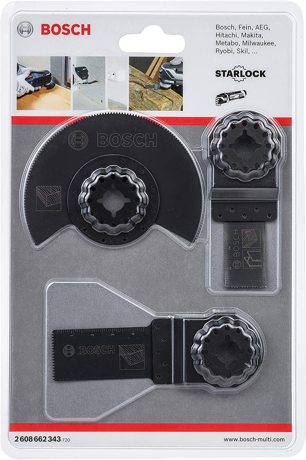 Bosch Set de 3 Lames Bois pour outil multifonction STARLOCK (2608662343)