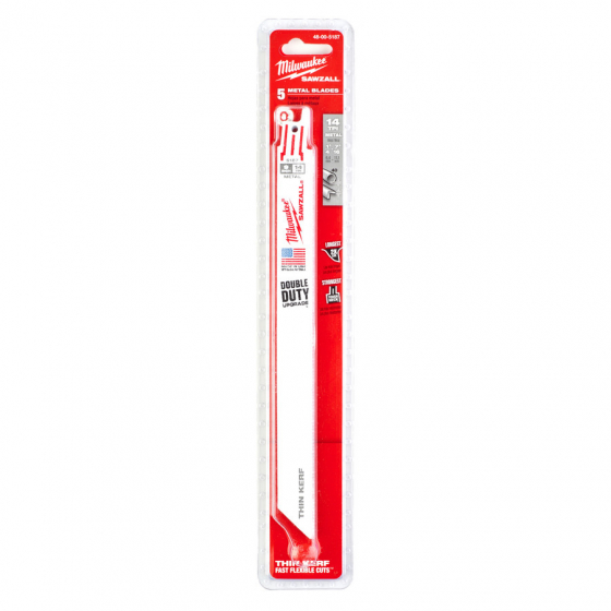 Milwaukee Lames (5x) de scie Sabre métal Sawzall 230mm x 1,8mm (48005187)