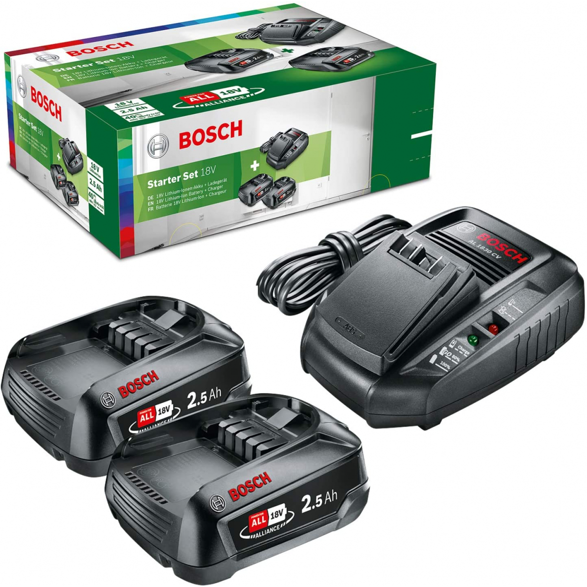 Bosch Starter set Batterie PBA 18V 2x2.5Ah WB + chargeur 1h AL1830CV (1600A011LD)