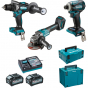 Makita DK0125G301 Ensemble de 3 machines 40 V max Li-Ion 2x4.0Ah XGT DF001G + GA005G + TD001G)
