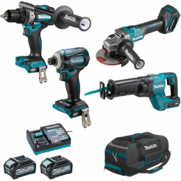 Makita DK0126G401 Ensemble de 4 machines 40 V max Li-Ion 2x4.0Ah XGT (DF001G + GA005G + TD001G + JR001G)