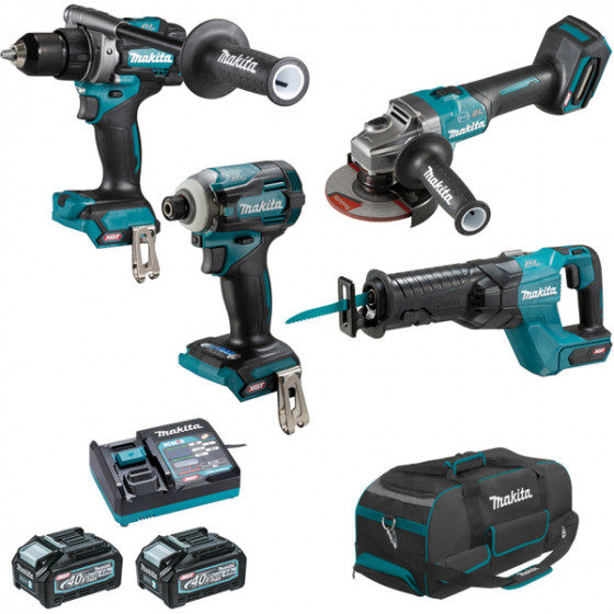Makita DK0126G401 Ensemble de 4 machines 40 V max Li-Ion 2x4.0Ah XGT (DF001G + GA005G + TD001G + JR001G)