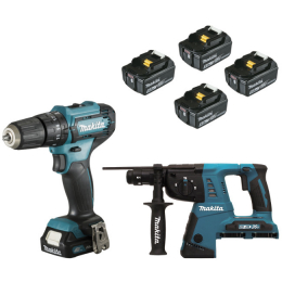Makita Ensemble de 2 machines 12V Perceuse HP333D 1x2.0Ah + Perforateur 36V DHR264 4x5.0Ah (LOT0216)