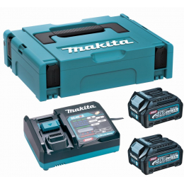 Makita Pack Énergie 40V XGT Lithium-Ion (2 batteries BL4025 + 1 chargeur DC40RA ) en coffret MAKPAC (191J81-6)