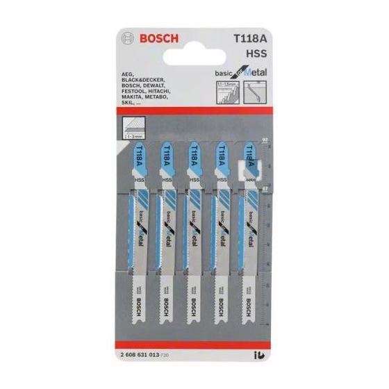 Bosch Lames de scie sauteuse acier T118A Basic for métal (2608631013)