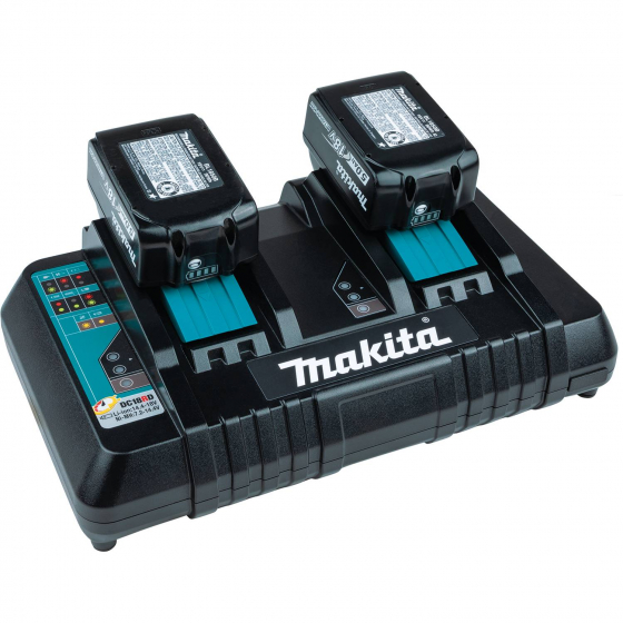 Makita Pack Énergie 18V Li-Ion 5.0Ah (2 batteries BL1850B + 1 chargeur double DC18RD) avec coffret MAK-PAC (197629-2)