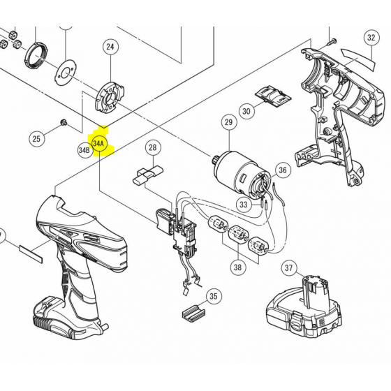 Hikoki Interrupteur FA014-20 + Carter pour perceuse DS18DCL, DV18DCL2 (336808)