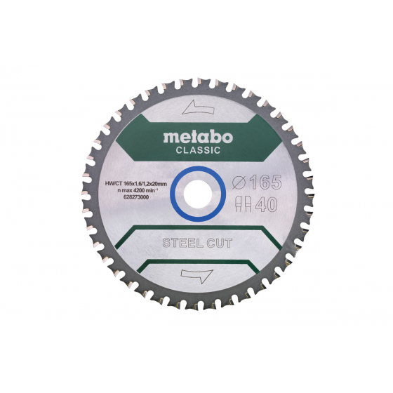 Metabo Lame de scie métal ø165x20 40Dts « STEEL CUT - CLASSIC » (628273000)