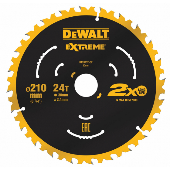 DeWALT Lame de scie circulaire ø210x30 24 Dents "Extrême" DT20432-QZ