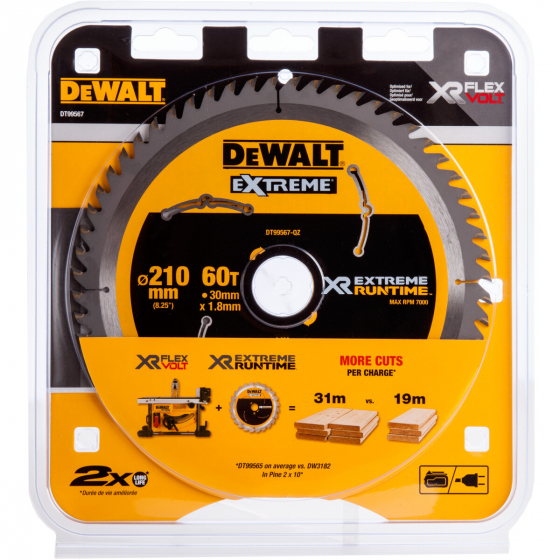 DeWALT Lame de scie circulaire ø210x30 60 Dents "Extrême Runtime" DT99567-QZ