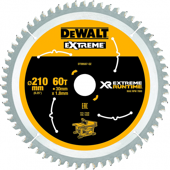 DeWALT Lame de scie circulaire ø210x30 60 Dents "Extrême Runtime" DT99567-QZ