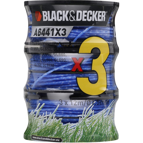 Black&Decker Lot de 3 bobines A6441 Reflex pour coupe bordure (A6441X3-XJ)
