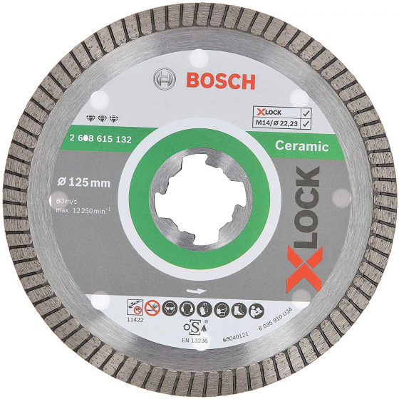 Bosch Disques à tronçonner ø125mm diamantés X-LOCK Best for Ceramic Extra Clean Turbo (2608615132)