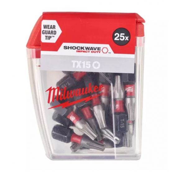 Milwaukee x25 Embouts TX15 de Vissage Shockwave 25mm (4932430873)