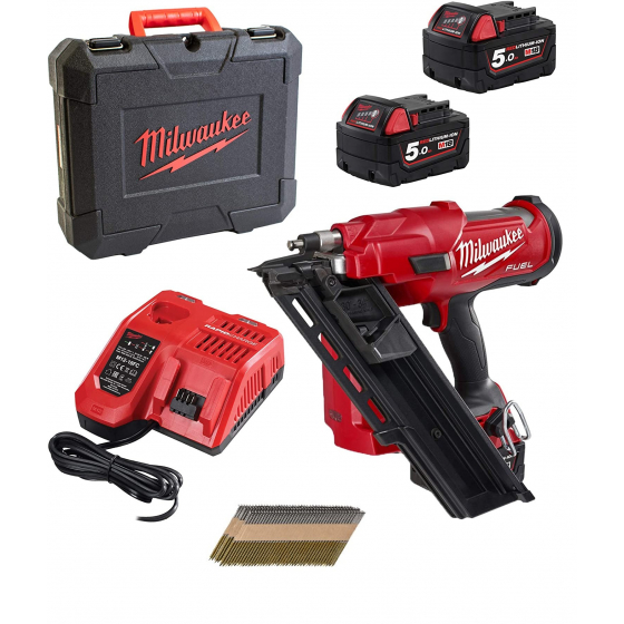 Milwaukee M18 FFN-502CA Cloueur de Charpente M18 Fuel 2x5.0Ah + 20 000 clous (4933479083)