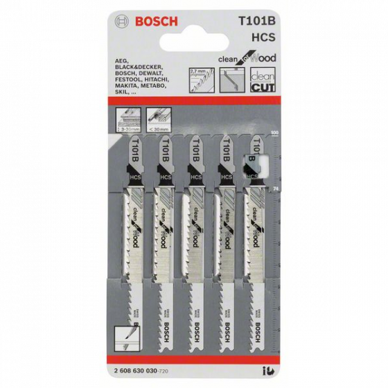 Bosch Lames de scie sauteuse Bois T101B Clean for Wood (2608630030)