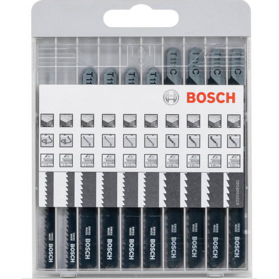 Bosch Coffret de 10 lames de scie sauteuse Basic for Wood (2607010629)