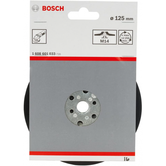 Bosch Plateau de ponçage ø125mm pour meuleuse d'angle M14 (1608601033) Bosch Plateau de ponçage ø125mm pour meuleuse d'angle M14 (1608601033)