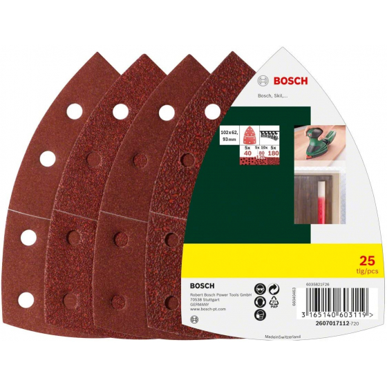 Bosch Pack de 10 Abrasifs Velcro 102x62 93mm pour ponceuse vibrante
