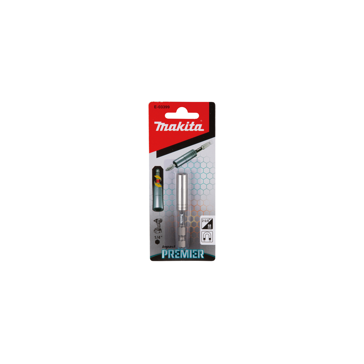 Porte embout magnétique Makita 6 pans 1/4 longueur 60 mm