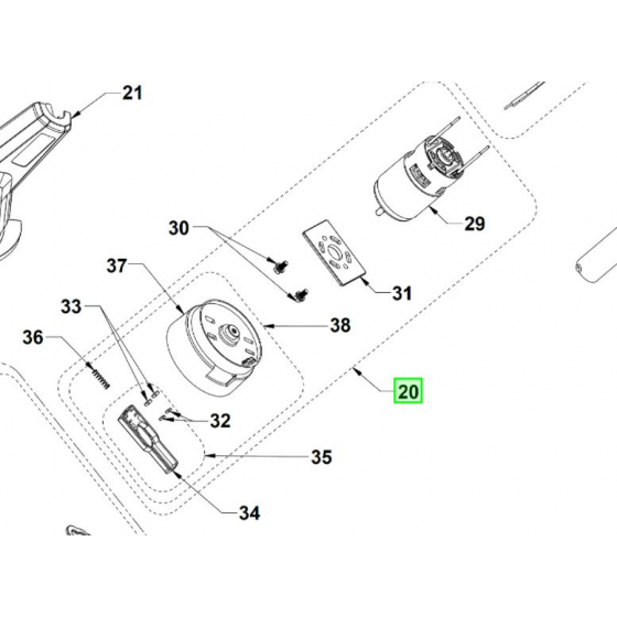 Ryobi Kit moteur de débroussailleuse 18V RLT1825LI, OLT1825, RLT1825LL13, OLT1825M (5131034665)