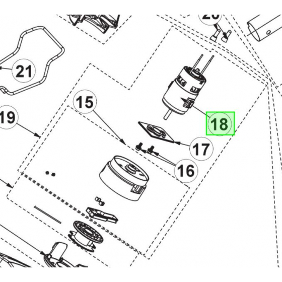 Ryobi moteur de débroussailleuse 18V RLT18113, OLT1831S, RLT1831CD3H, RLT183125, RLT183115, RLT181133H (5131035449)