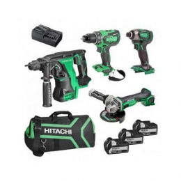 Hikoki KC18DG4LWDZ Pack 4 machines 18V avec batteries 3x5.0 Ah et chargeur avec sac de transport