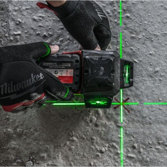 Milwaukee M12 3PLKIT-401P Laser Vert 3 Lignes 360° 1x4.0Ah + Trépied + Cellule + Coffret Packout (4933478960)