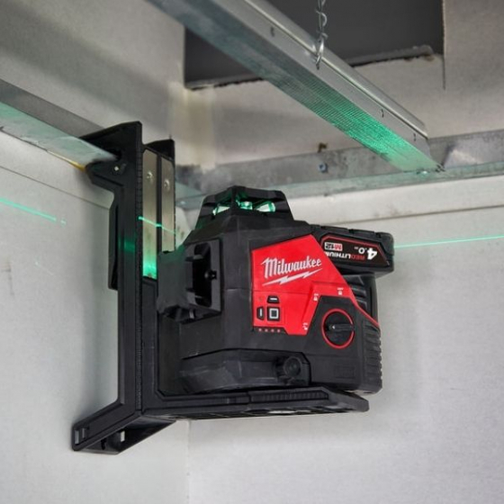 Milwaukee M12 3PLKIT-401P Laser Vert 3 Lignes 360° 1x4.0Ah + Trépied + Cellule + Coffret Packout (4933478960)