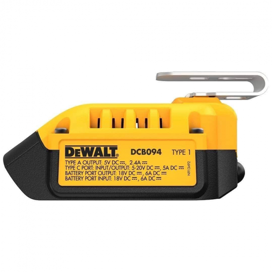 DeWalt Adaptateur, Chargeur USB-A & USB-C pour batterie XR 18V et 54V DCB094K-QW DeWalt Adaptateur, Chargeur USB-A & USB-C pour batterie XR 18V et 54V DCB094K-QW