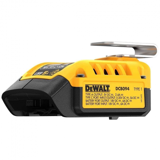 DeWalt Adaptateur, Chargeur USB-A & USB-C pour batterie XR 18V et 54V DCB094K-QW DeWalt Adaptateur, Chargeur USB-A & USB-C pour batterie XR 18V et 54V DCB094K-QW