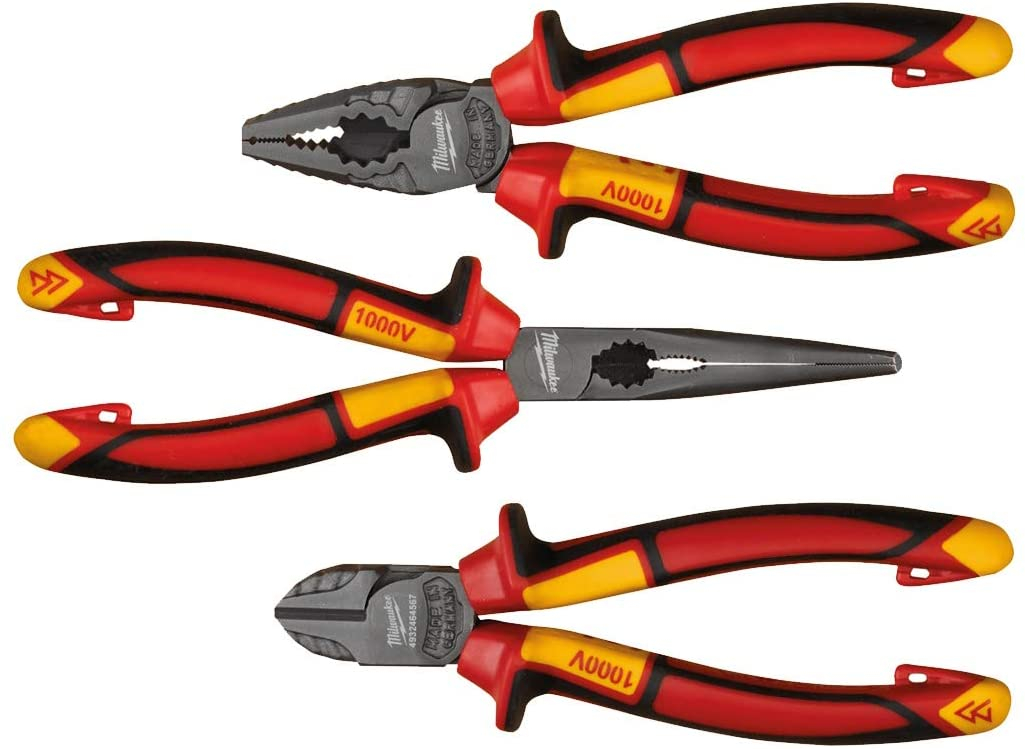 Lot De 3 Pinces Milwaukee - Pince Coupante Latérale 160 Mm, Pince Ronde Longue Bec, Pince Universelle 180 Mm - Rouge, Qualité Professionnelle - 7