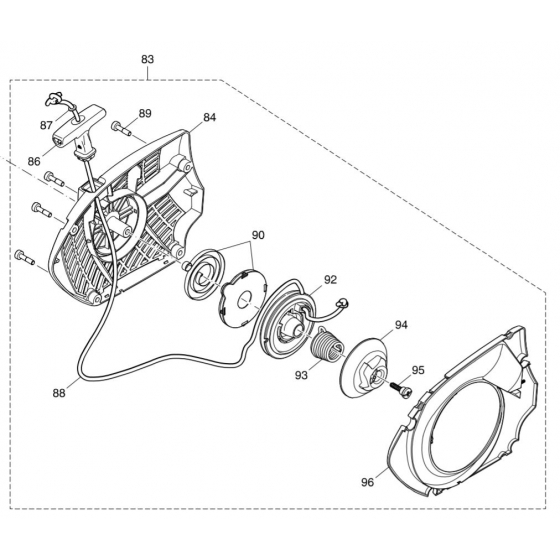 Makita 143454-9 Lanceur complet pour Découpeuse Thermique EK6100, EK6101 et Dolmar PC6114