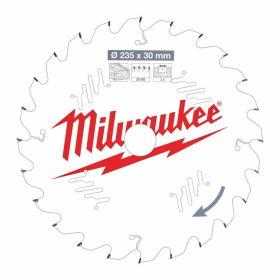 Milwaukee Lame de scie circulaire Bois Ø235x30x24Dts (4932471305)