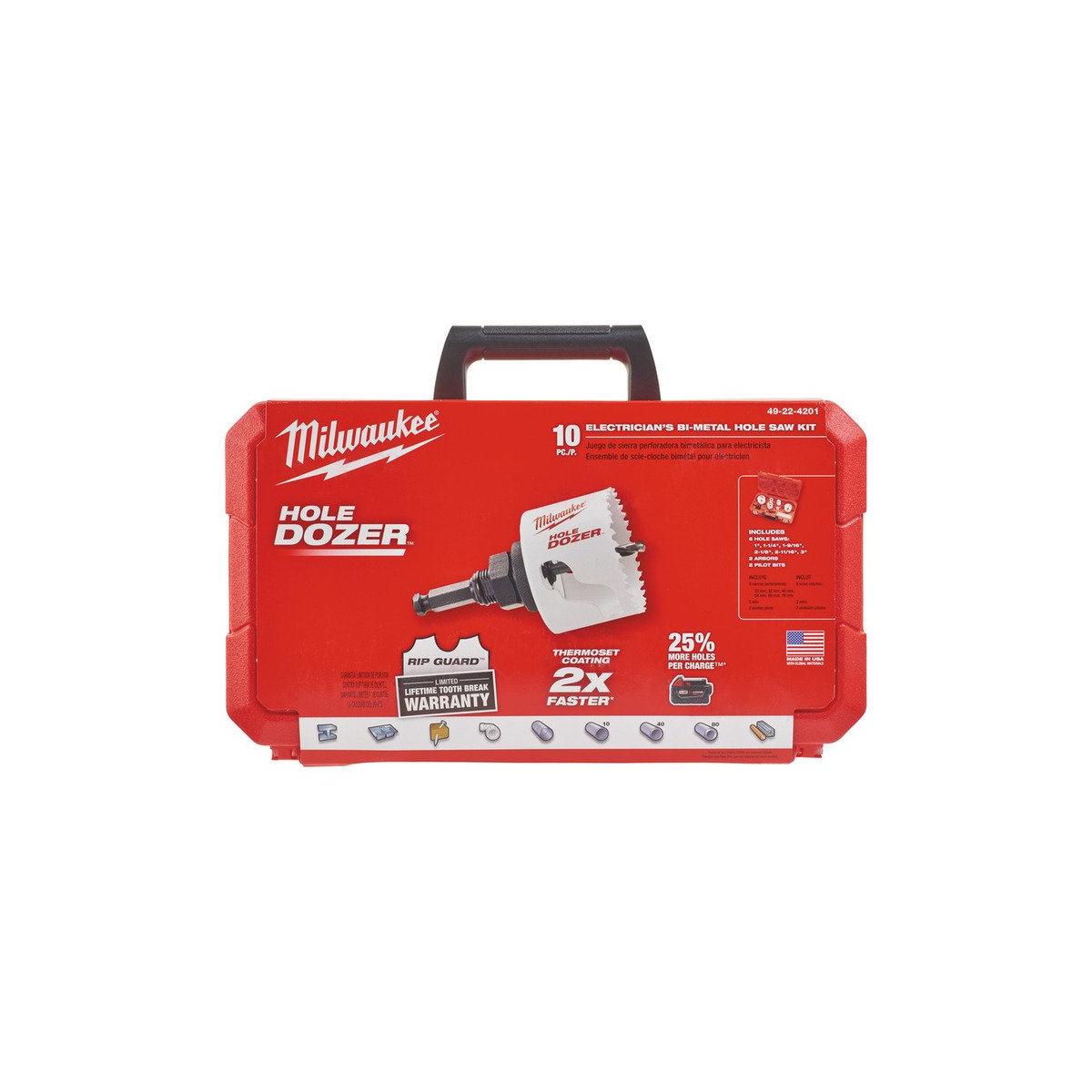 Coffret de 10 scies cloches bi-métal HOLE DOZER Milwaukee 49224201