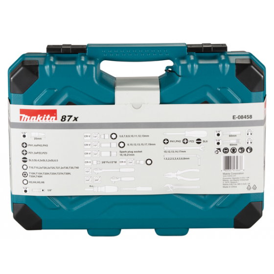 Makita Coffret d'outils 87 pièces avec mallette de transport E-08458 Makita Coffret d'outils 87 pièces avec mallette de transport E-08458